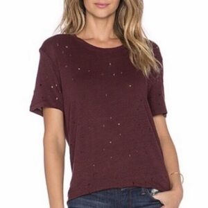 IRO Clay Distressed Tee in Burgundy